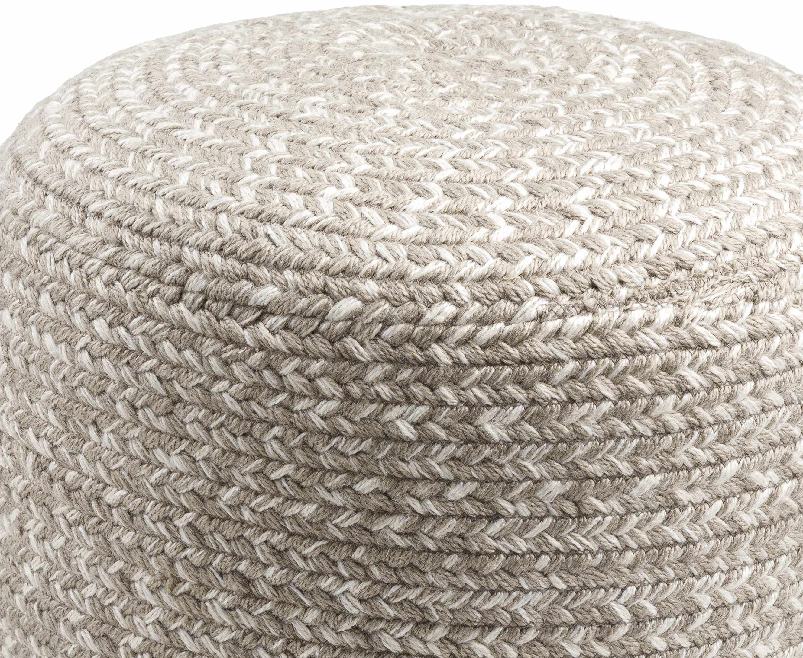 Phebe Braided Indoor / Outdoor Pouf - Taupe, Cream
