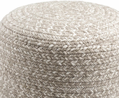Phebe Braided Indoor / Outdoor Pouf - Taupe, Cream