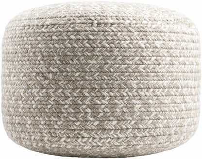 Phebe Braided Indoor / Outdoor Pouf - Taupe, Cream