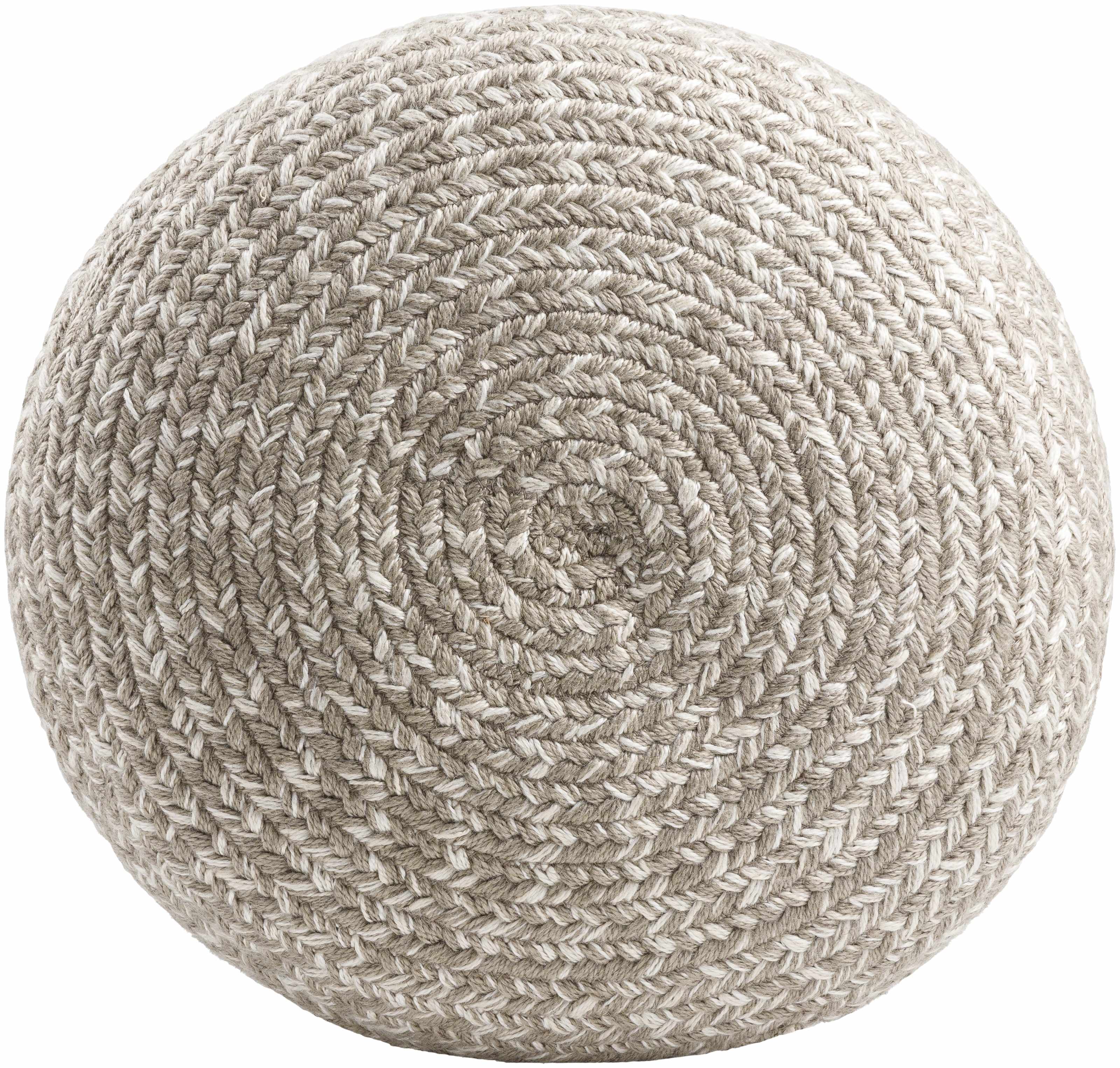 Phebe Braided Indoor / Outdoor Pouf - Taupe, Cream
