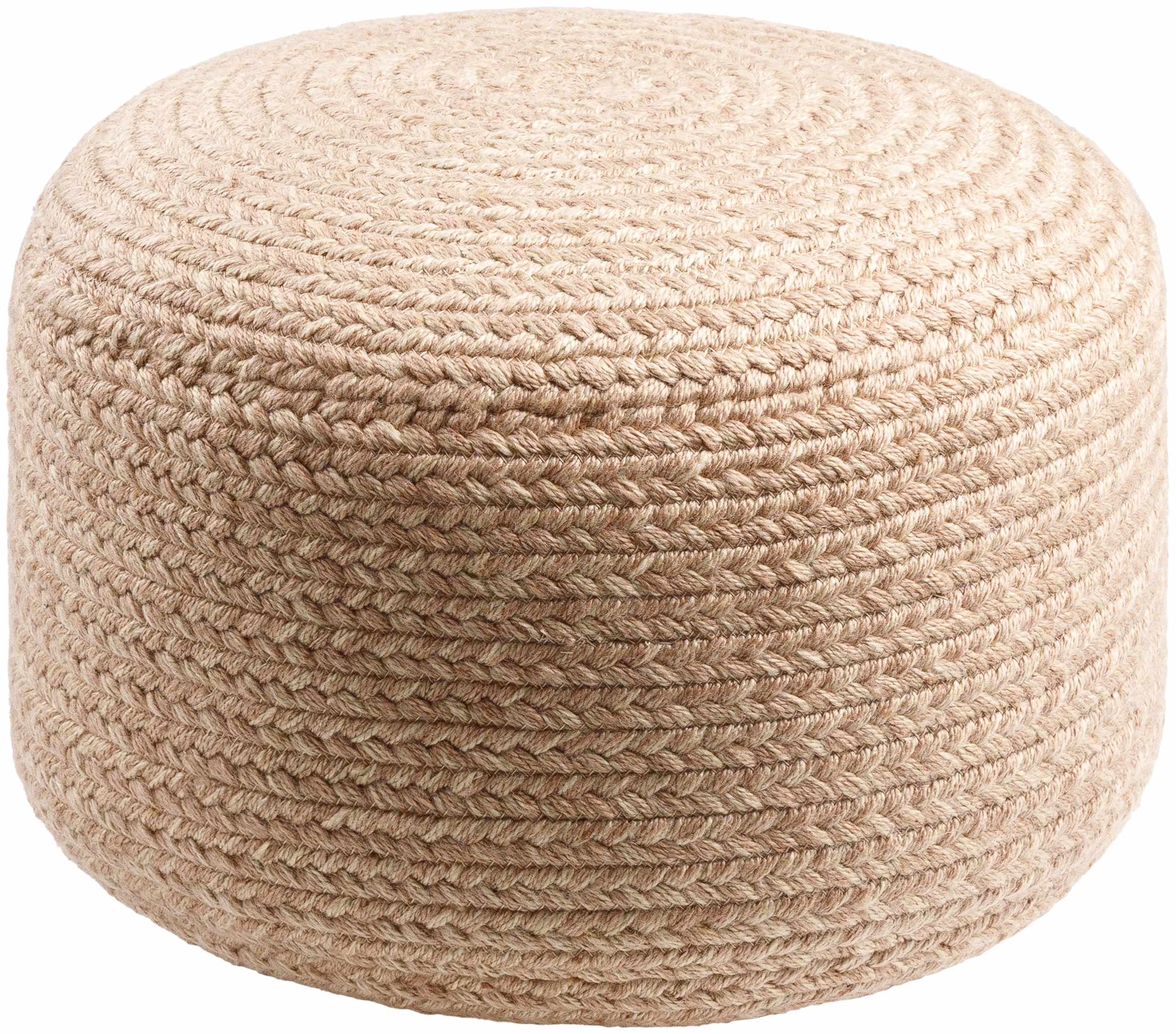 Phebe Braided Indoor / Outdoor Pouf - Dusty Pink