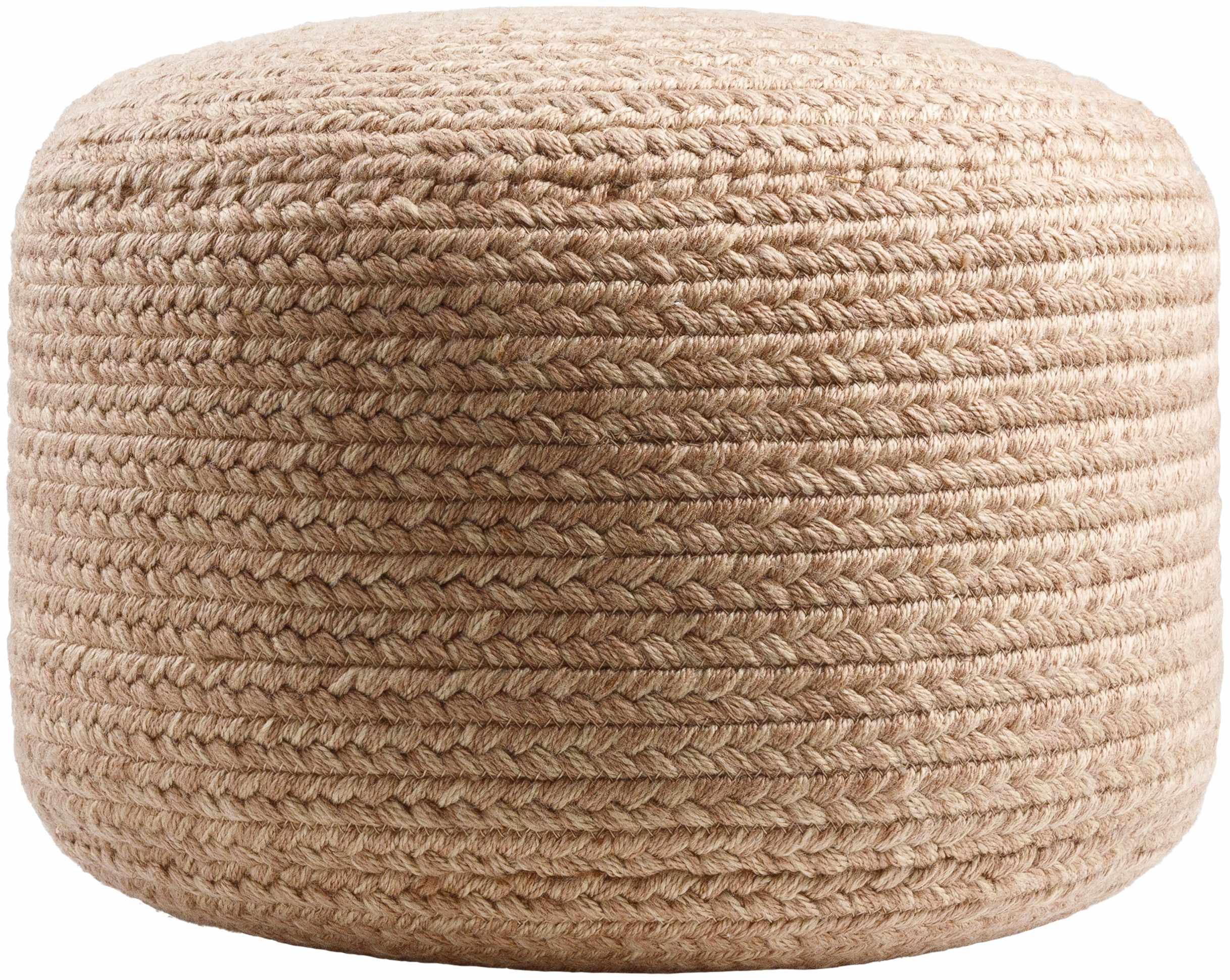 Phebe Braided Indoor / Outdoor Pouf - Dusty Pink