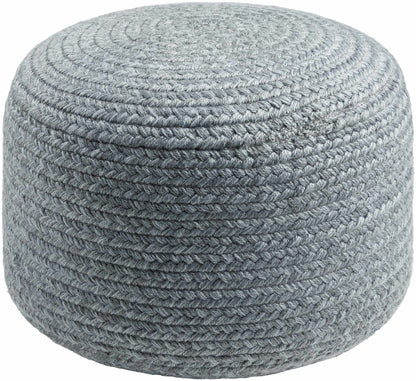 Phebe Braided Indoor / Outdoor Pouf - Charcoal, Dusty Sage