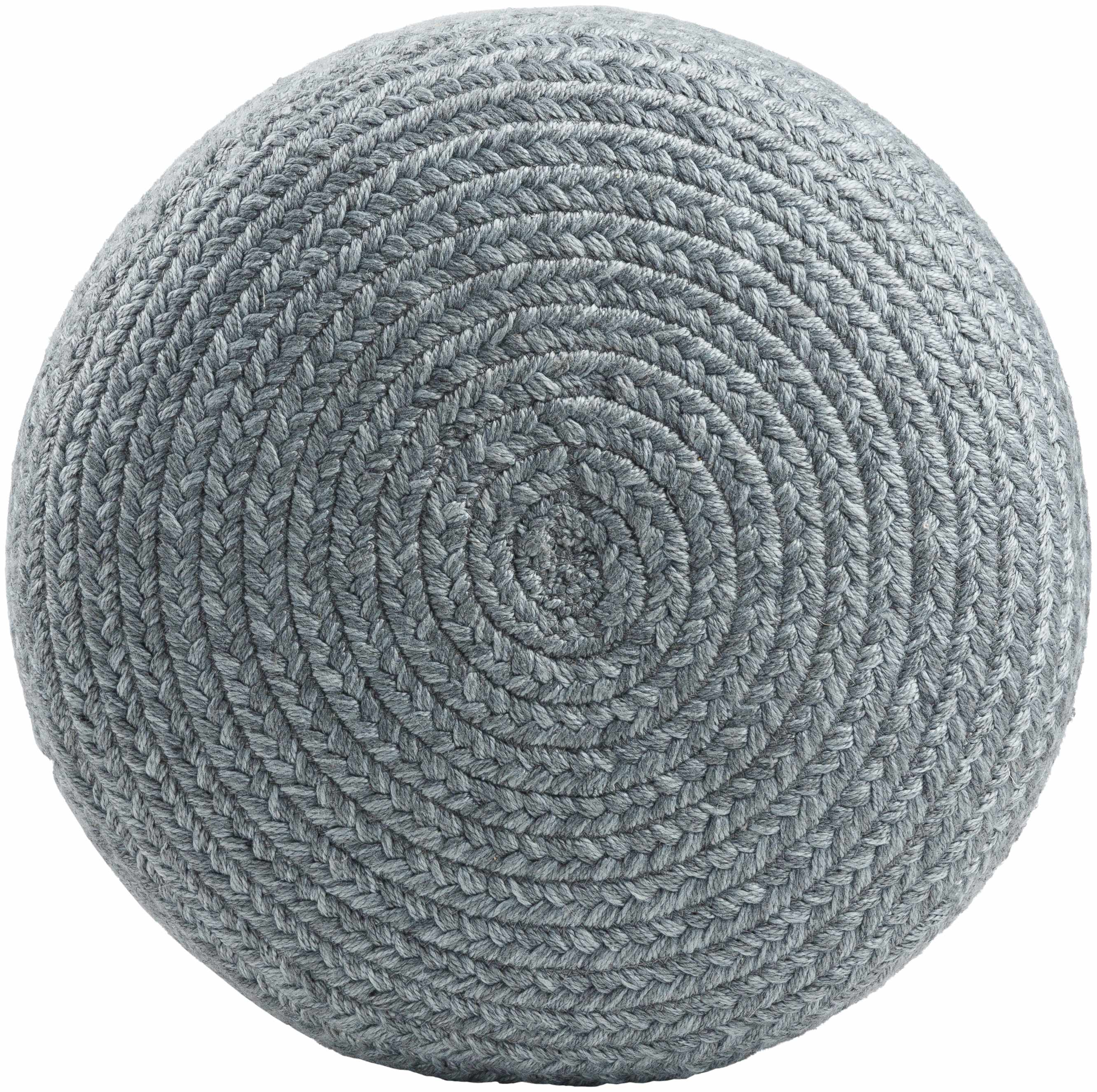 Phebe Braided Indoor / Outdoor Pouf - Charcoal, Dusty Sage