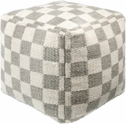 Checkered Woven Cube Pouf