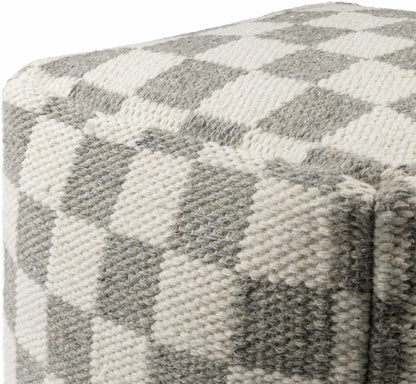 Checkered Woven Cube Pouf