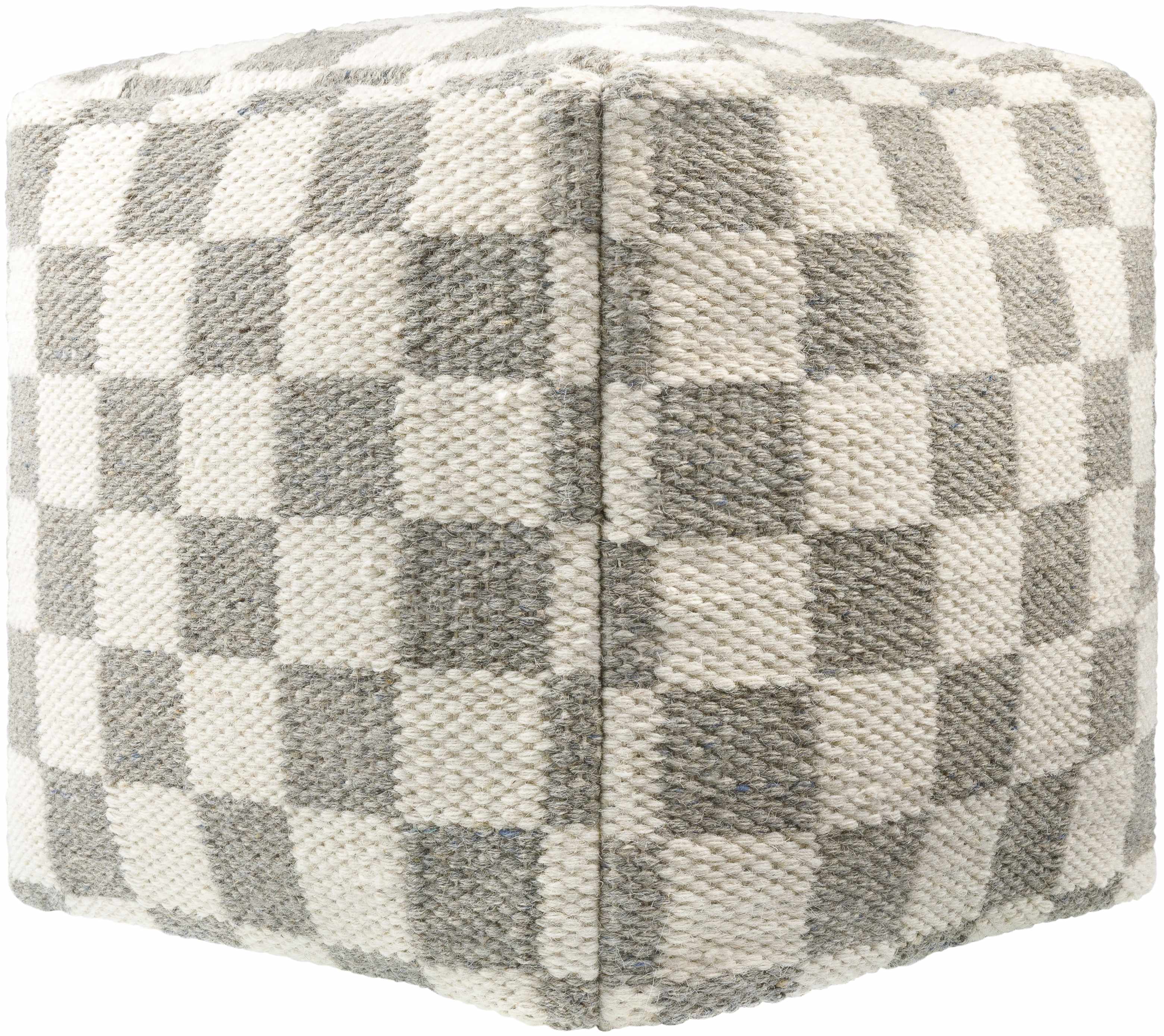 Checkered Woven Cube Pouf