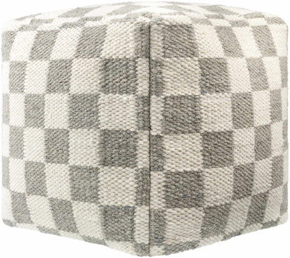 Checkered Woven Cube Pouf