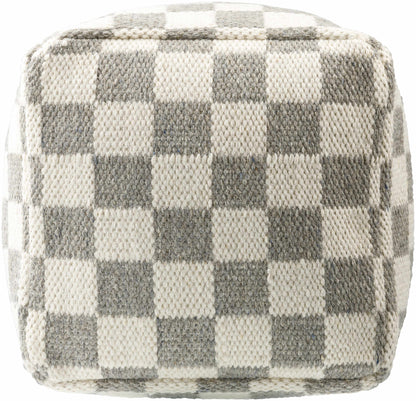 Checkered Woven Cube Pouf