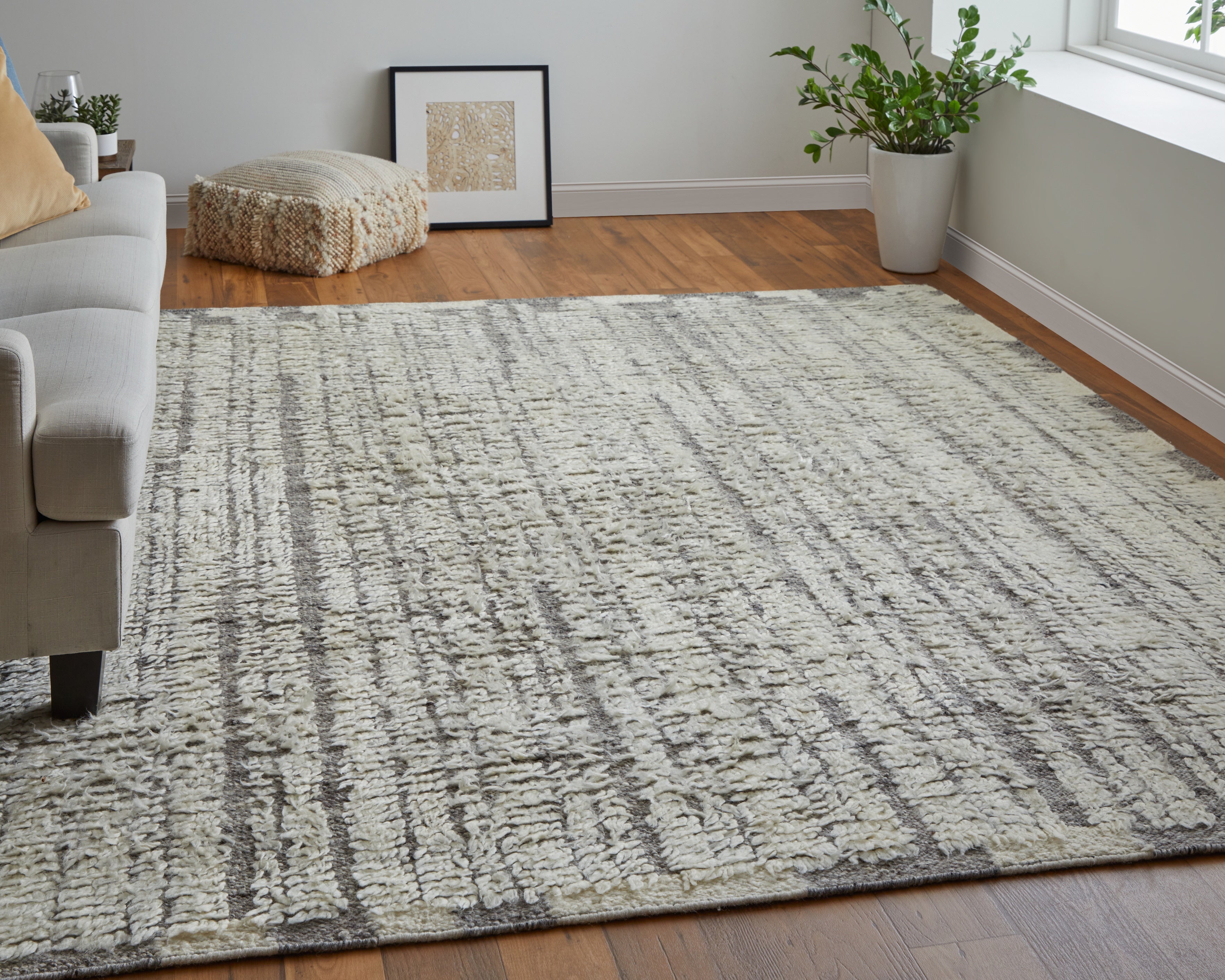 Ashby Transitional Stripes - Ivory/Gray Area Rug