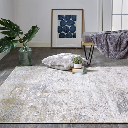 Aura Modern Abstract - Ivory/Gold/Gray Area Rug