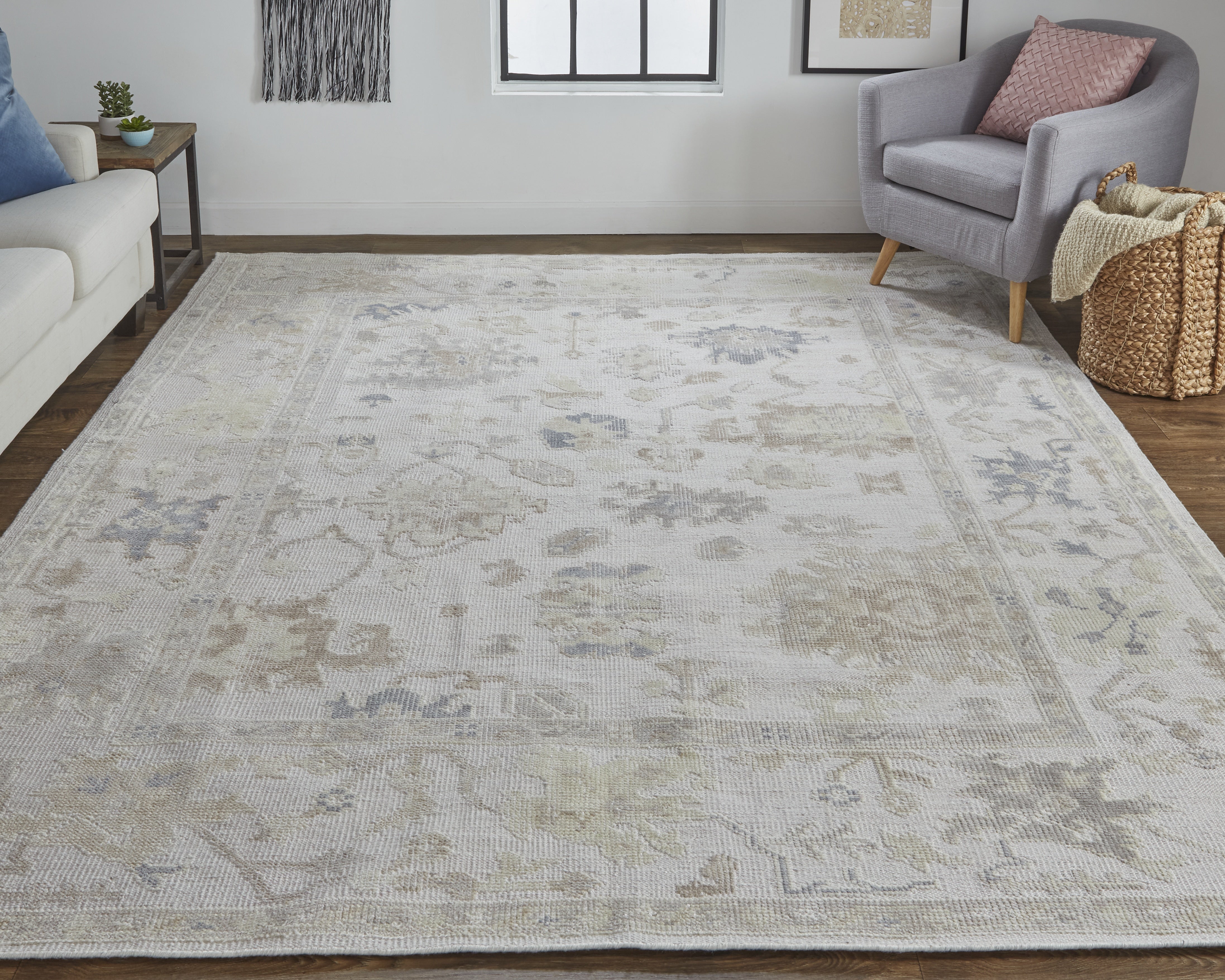 Wendover Transitional Floral & Botanical - Tan/Ivory/Orange Area Rug