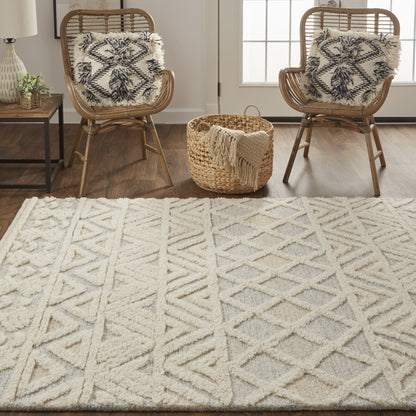 Anica Traditional Geometric - Ivory/Blue/Tan Area Rug