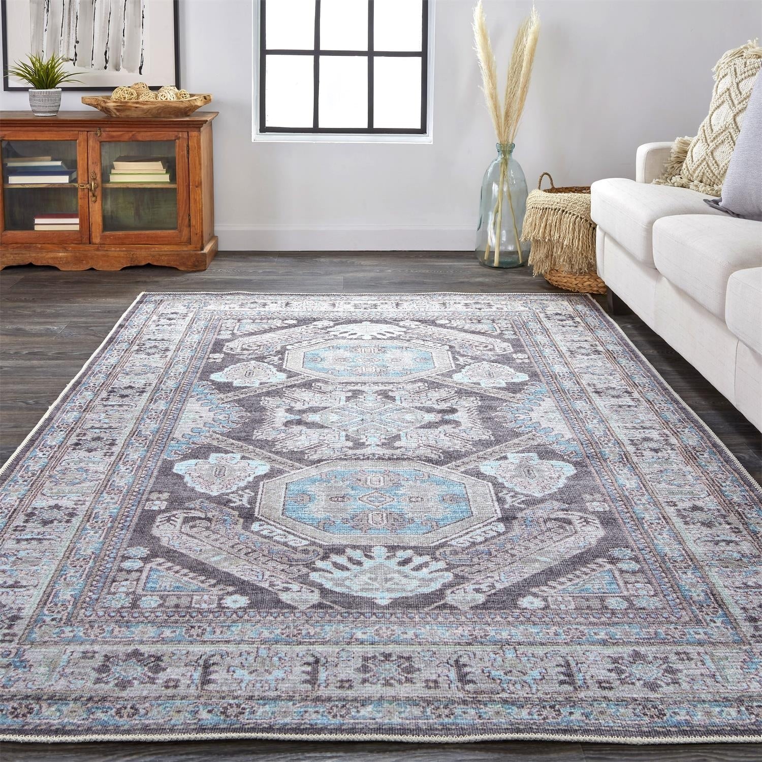 Percy Transitional Medallion - Gray/Taupe/Blue Area Rug
