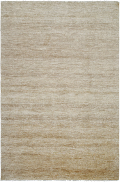 Sophisticated Brown Hand-Knotted Wool & Cotton Area Rug