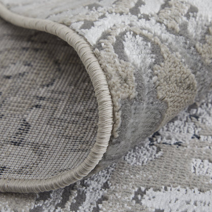 Macklaine Transitional Distressed - Ivory/Silver/Black