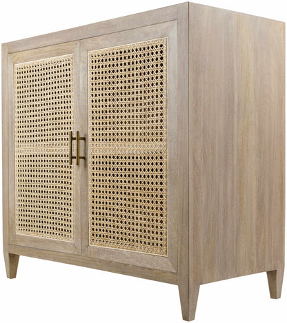 Luxurious Modern Wood & Rattan Cabinet