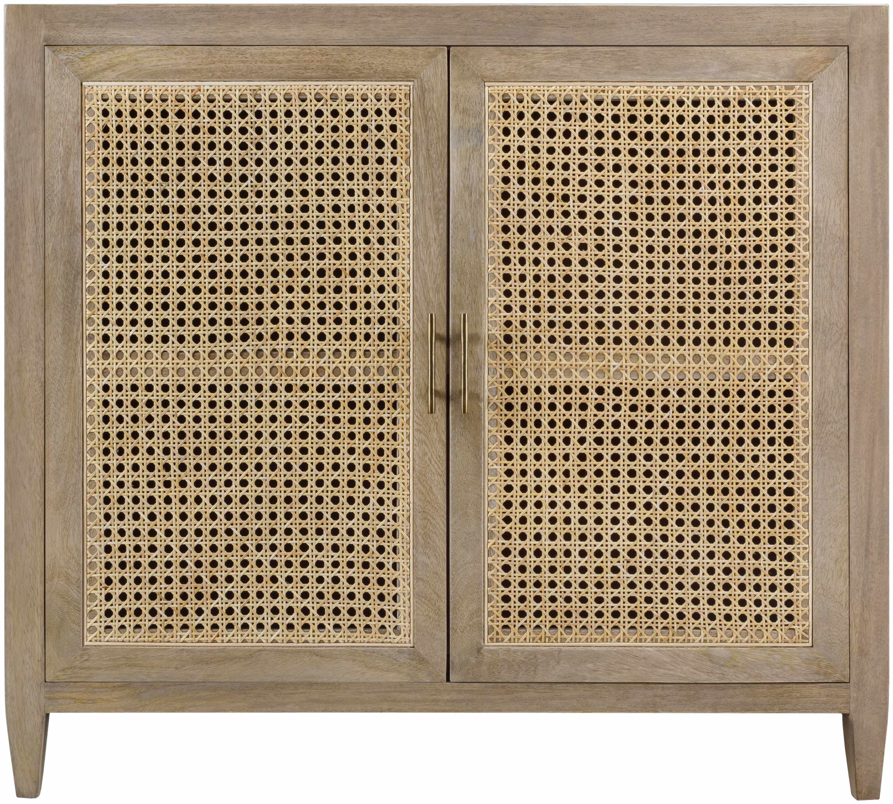 Luxurious Modern Wood & Rattan Cabinet