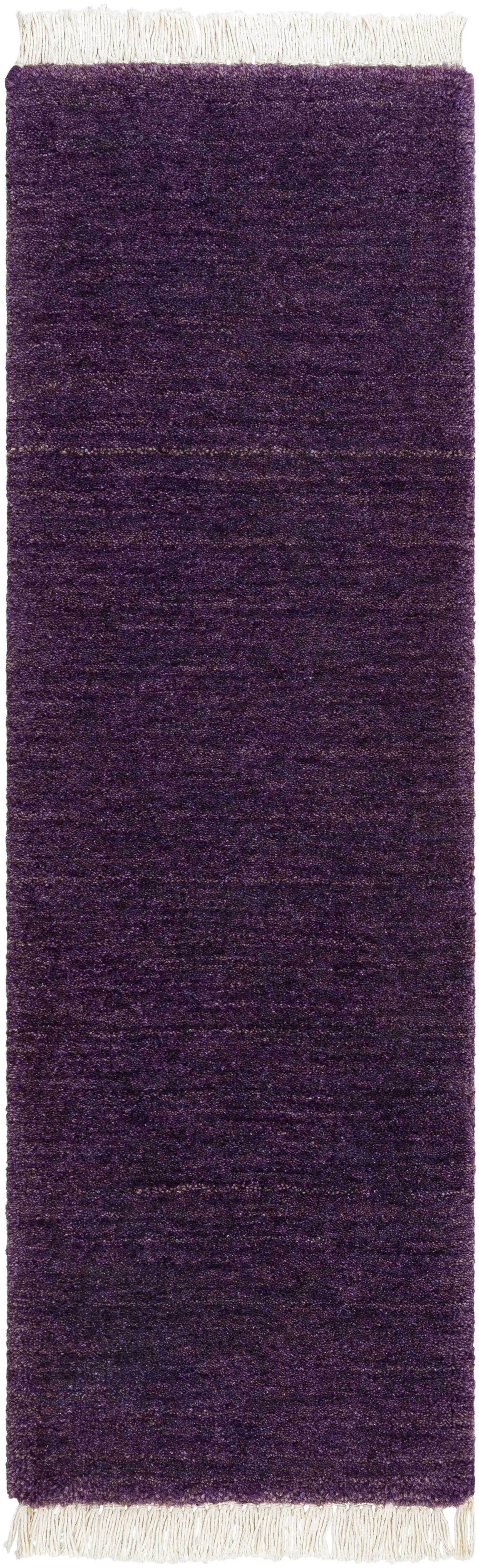 Mesmerizing Solid Dark Plum Hand Loomed Wool Area Rug