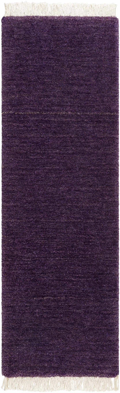 Mesmerizing Solid Dark Plum Hand Loomed Wool Area Rug