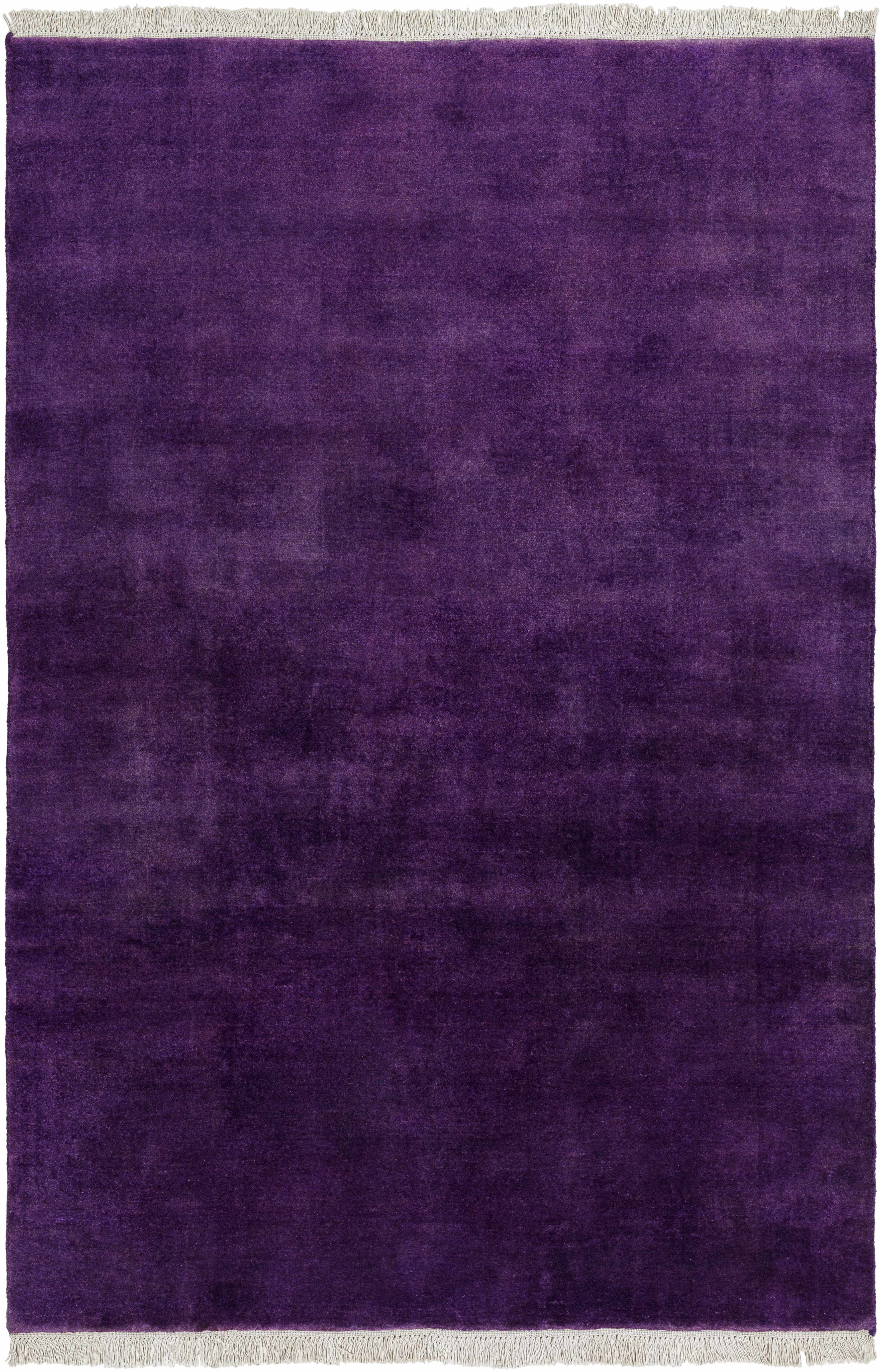 Mesmerizing Solid Dark Plum Hand Loomed Wool Area Rug