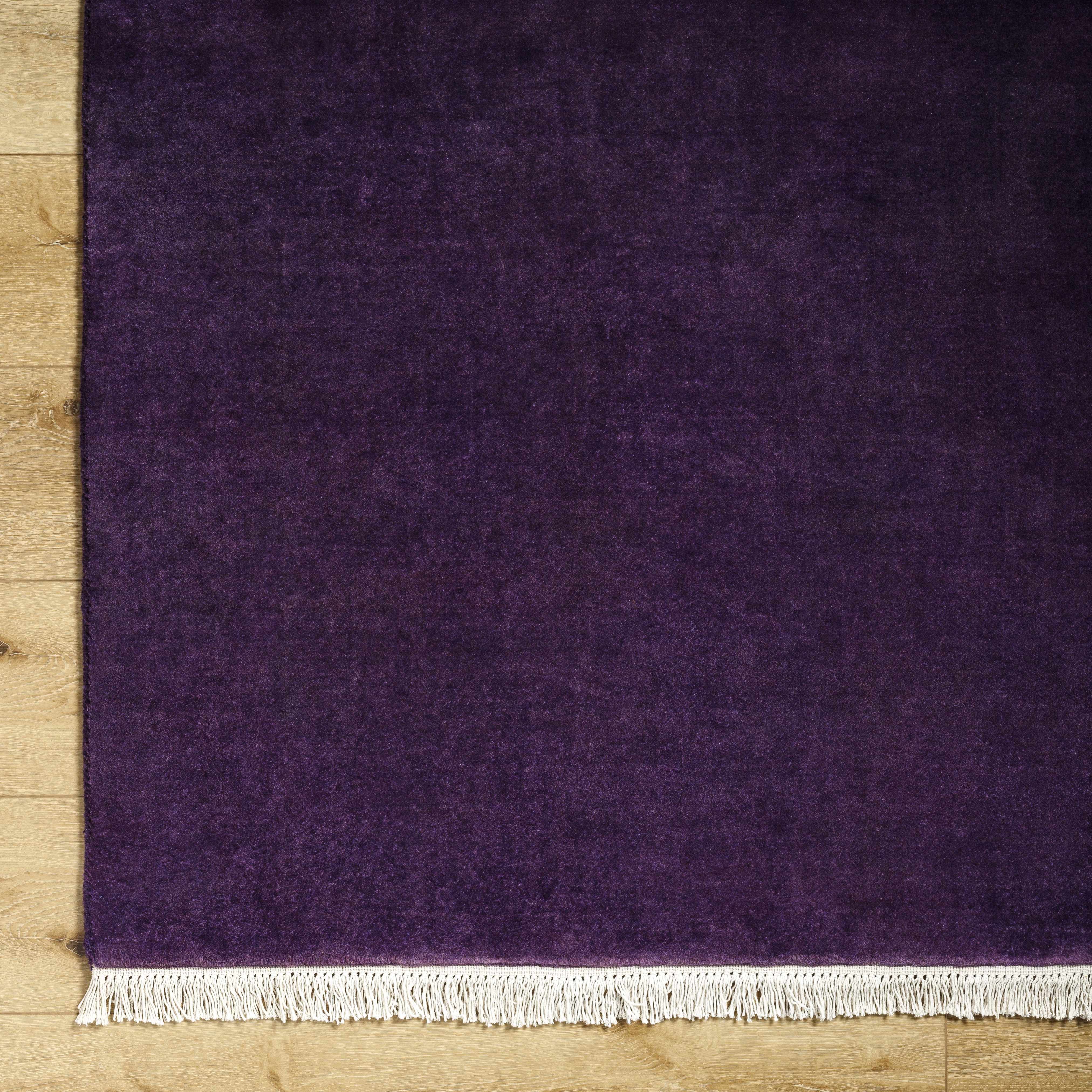 Mesmerizing Solid Dark Plum Hand Loomed Wool Area Rug