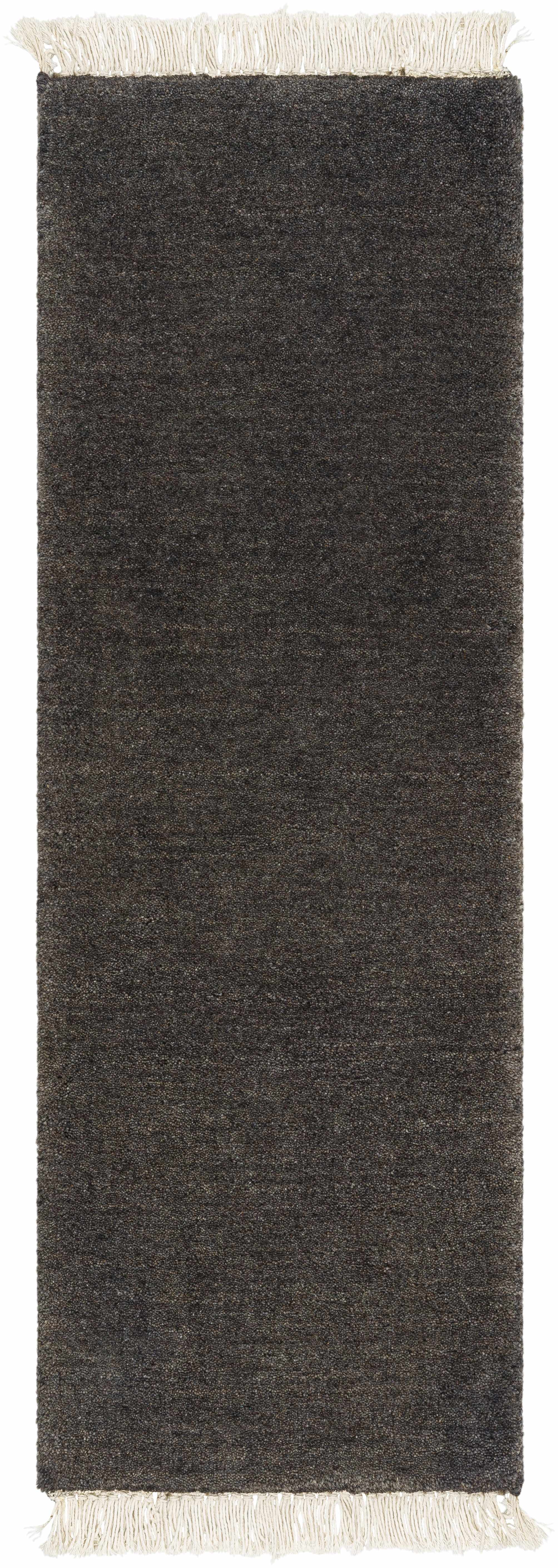 Timeless Solid Black Hand-Loomed Wool Area Rug