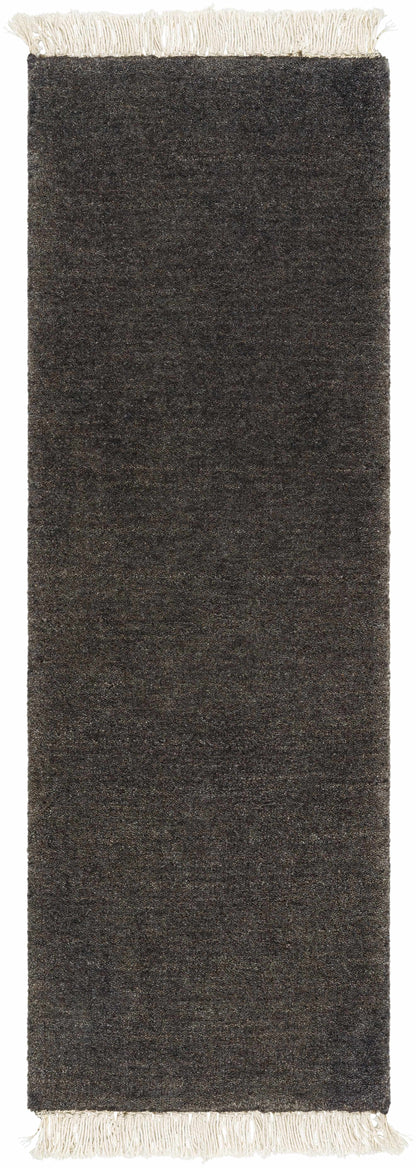 Timeless Solid Black Hand-Loomed Wool Area Rug