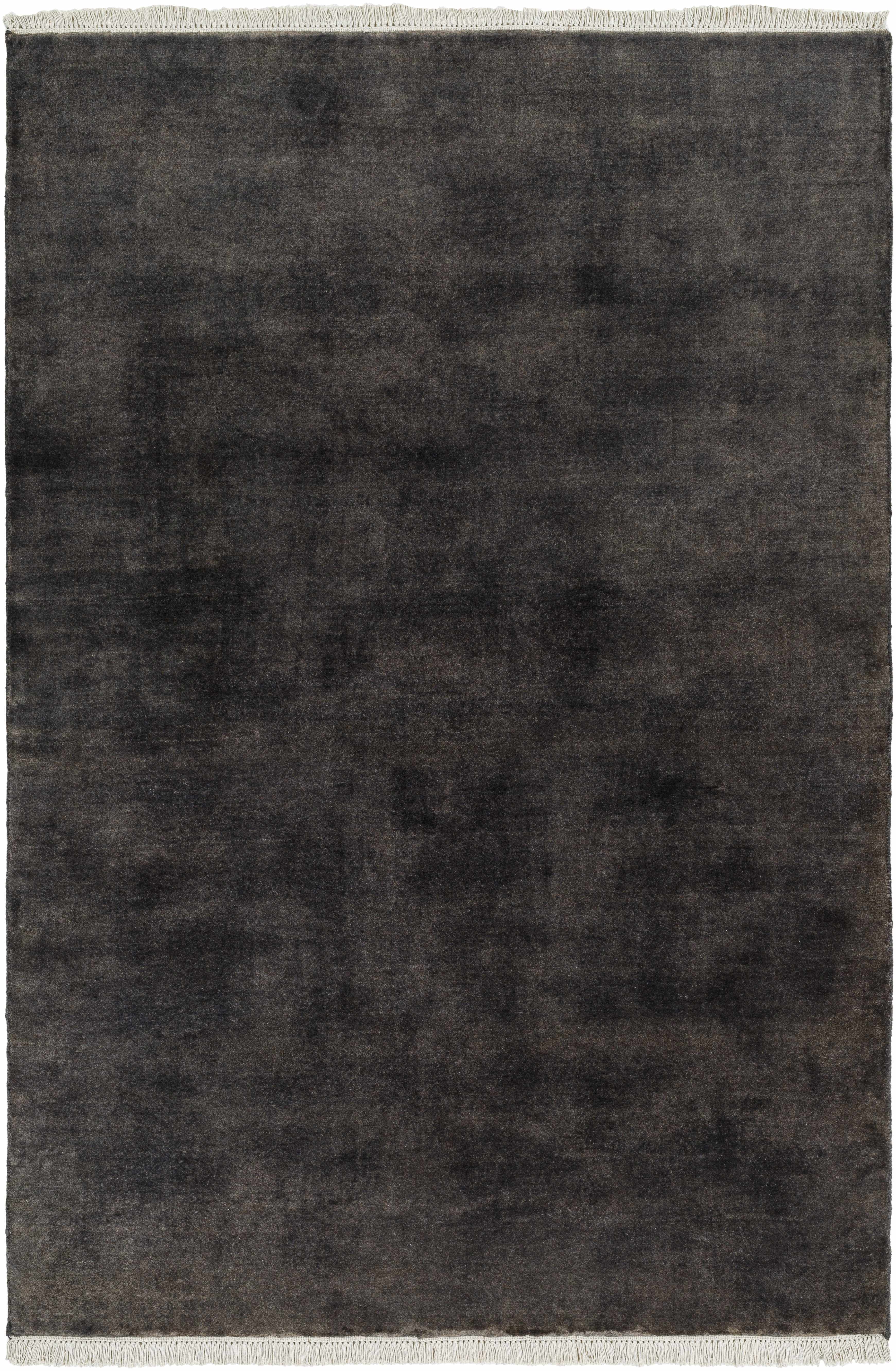 Timeless Solid Black Hand-Loomed Wool Area Rug