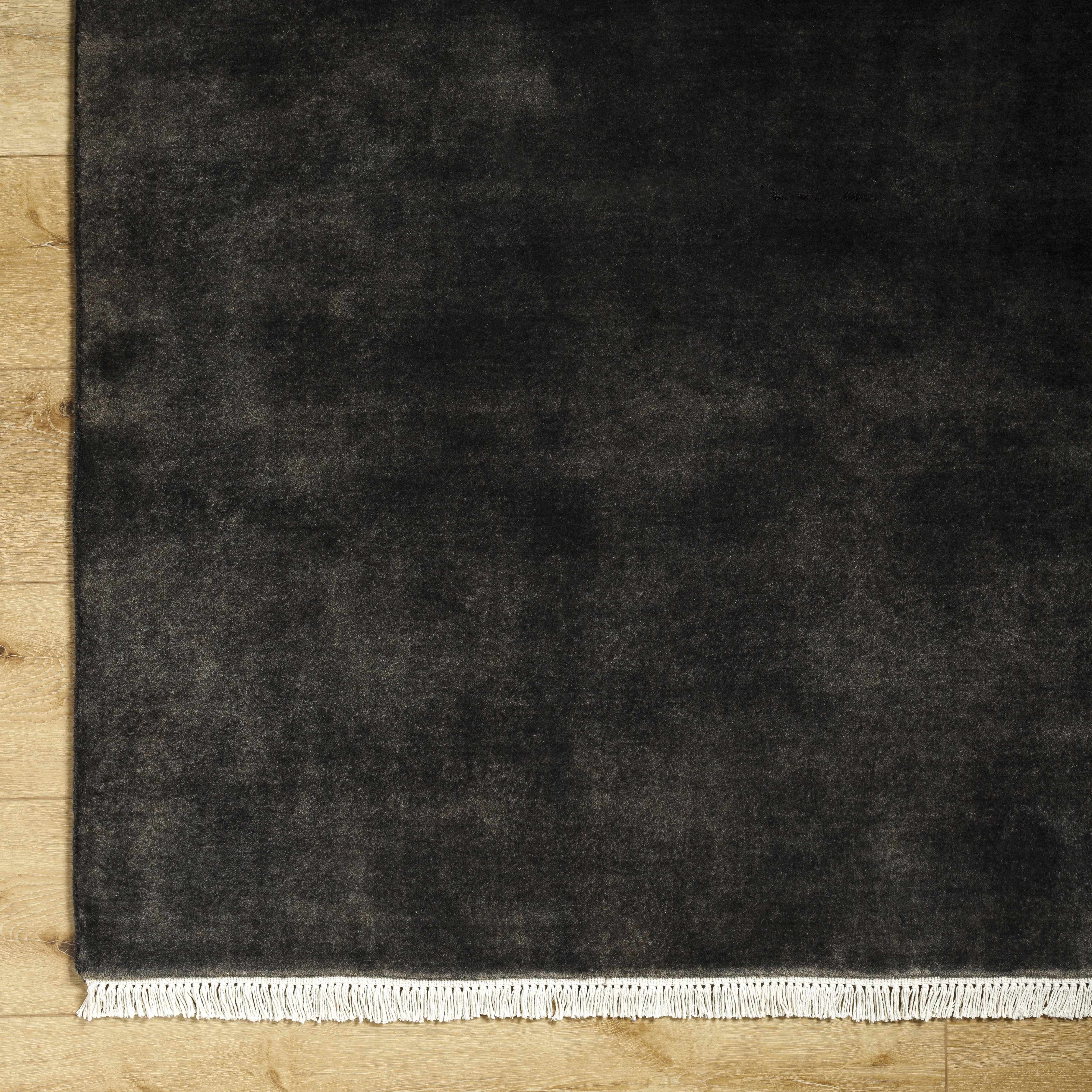 Timeless Solid Black Hand-Loomed Wool Area Rug