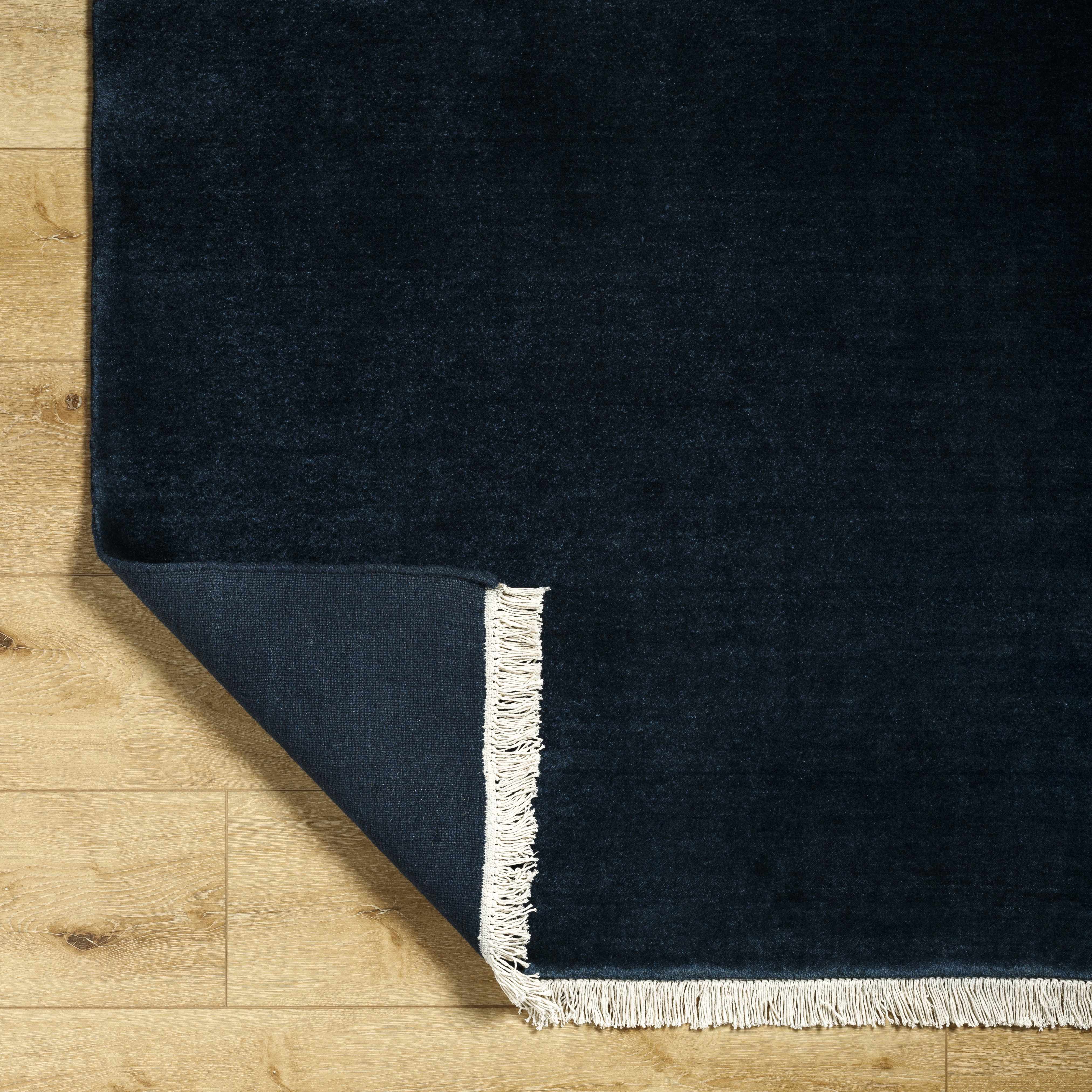 Chic Solid Dark Blue Hand Loomed Wool Area Rug