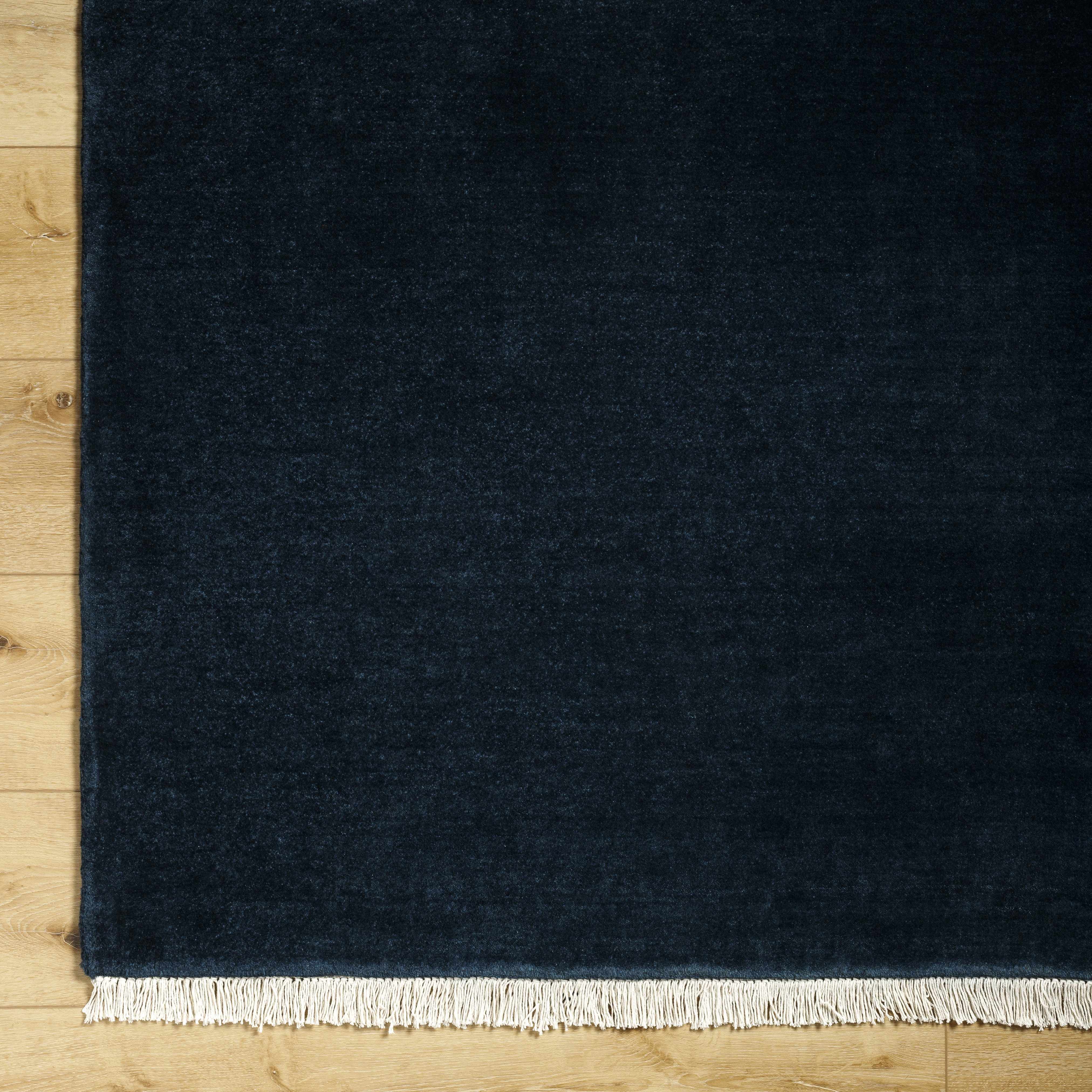 Chic Solid Dark Blue Hand Loomed Wool Area Rug