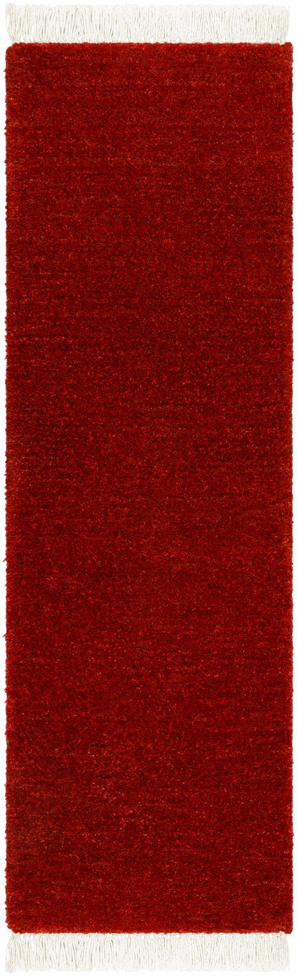 Rich Burgundy Hand-Loomed Wool Area Rug