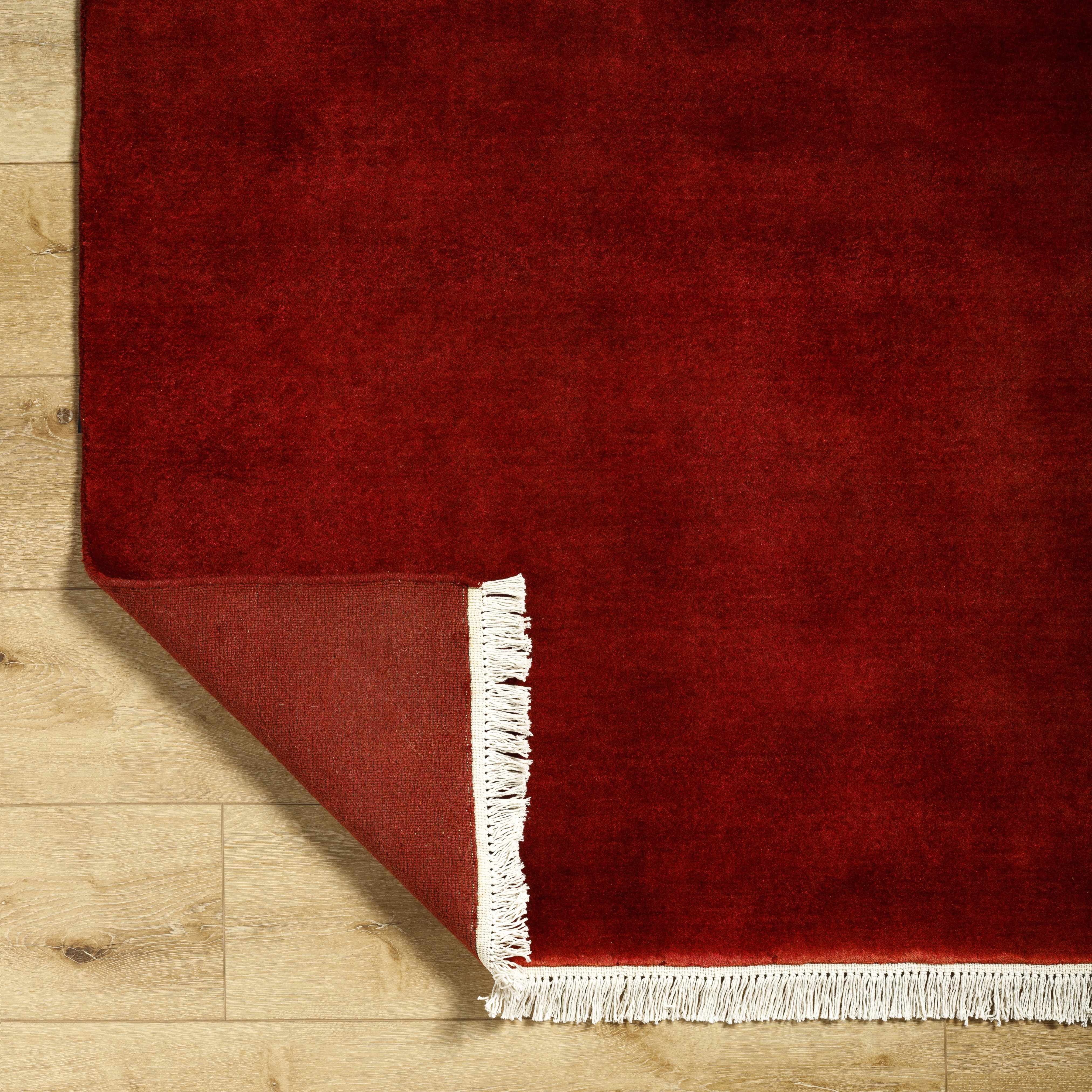 Rich Burgundy Hand-Loomed Wool Area Rug
