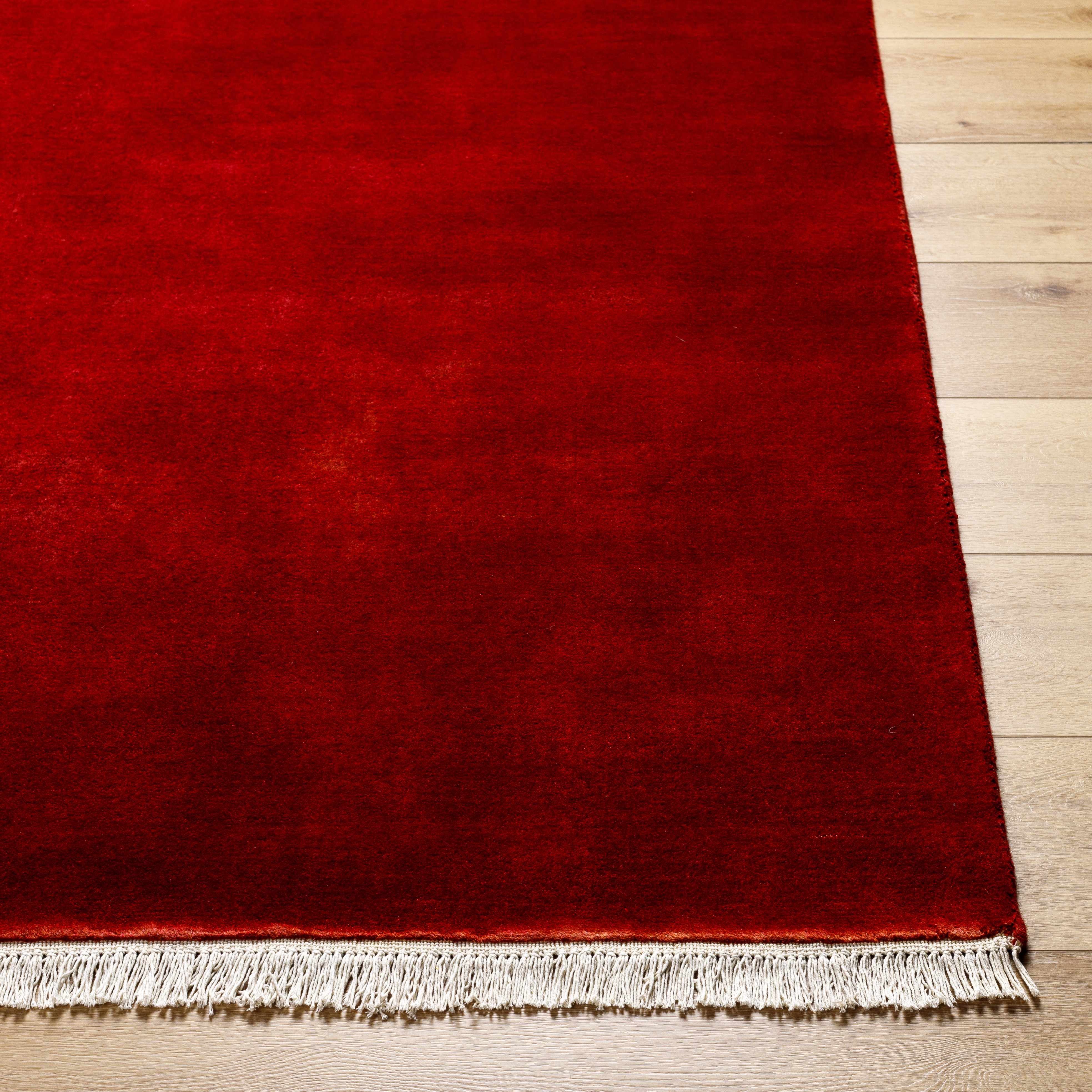 Rich Burgundy Hand-Loomed Wool Area Rug