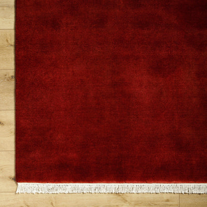 Rich Burgundy Hand-Loomed Wool Area Rug