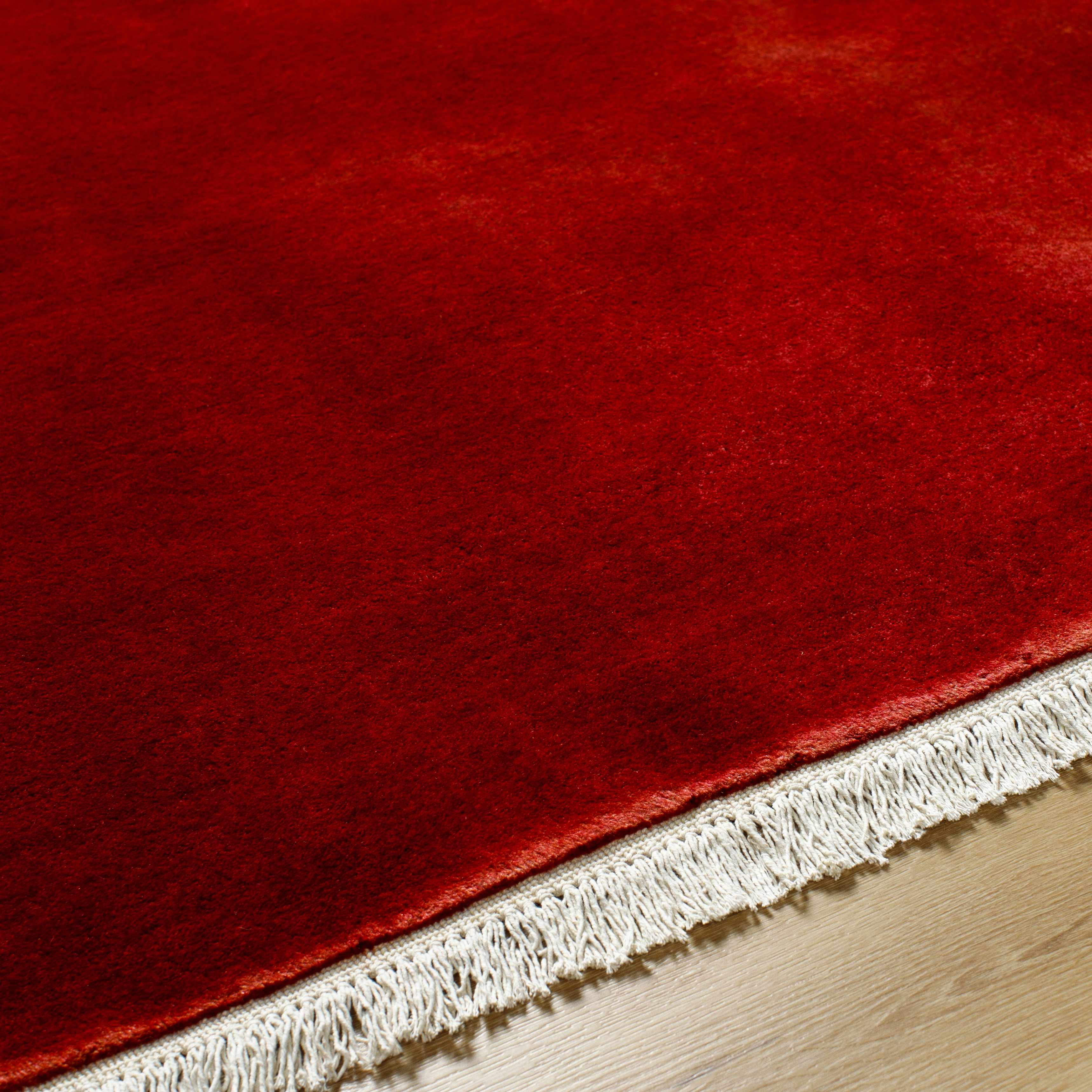 Rich Burgundy Hand-Loomed Wool Area Rug