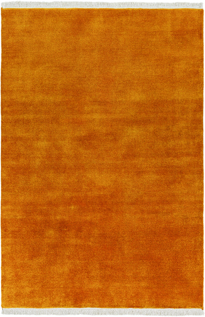 Charming Hand Loomed Solid Rust Wool Area Rug