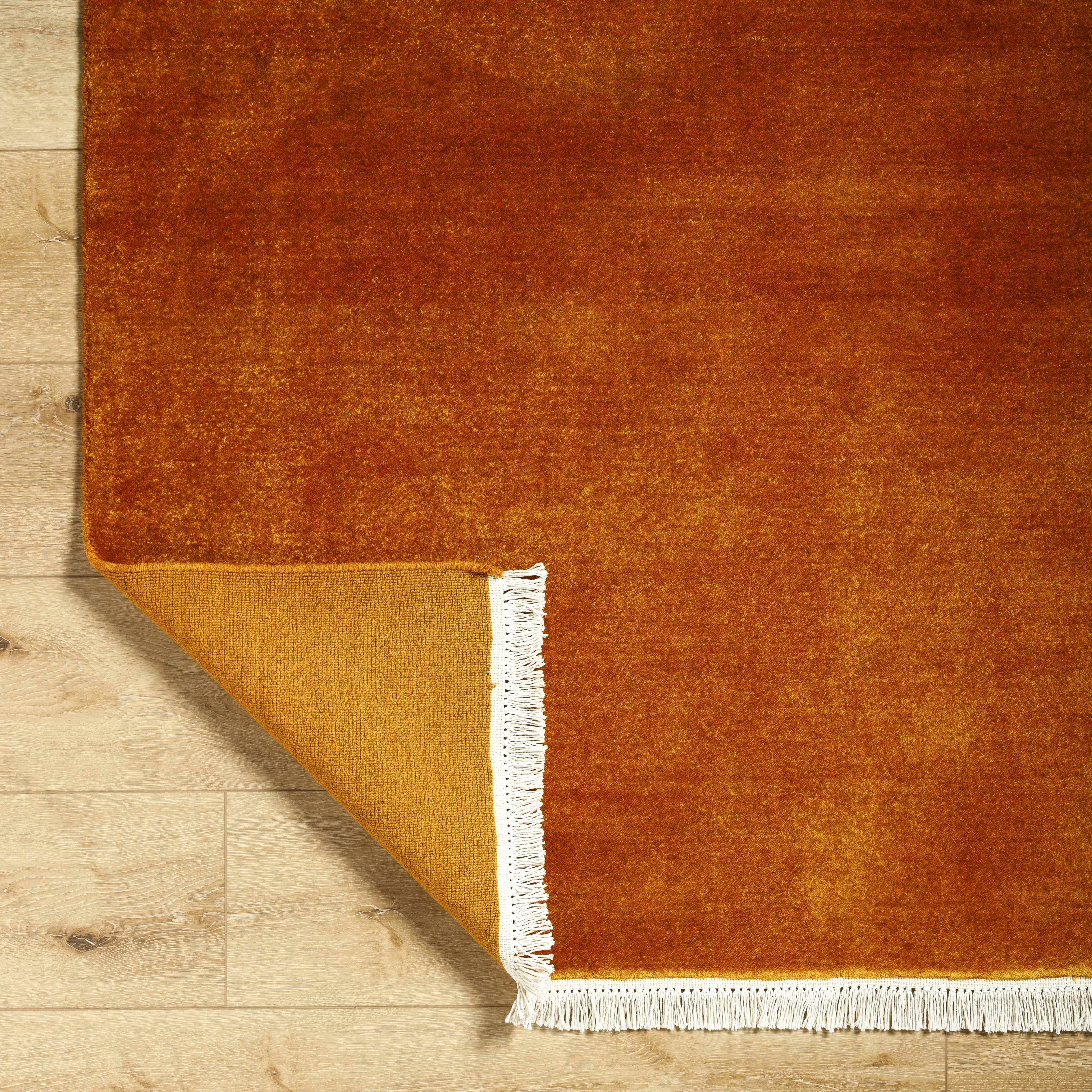 Charming Hand Loomed Solid Rust Wool Area Rug