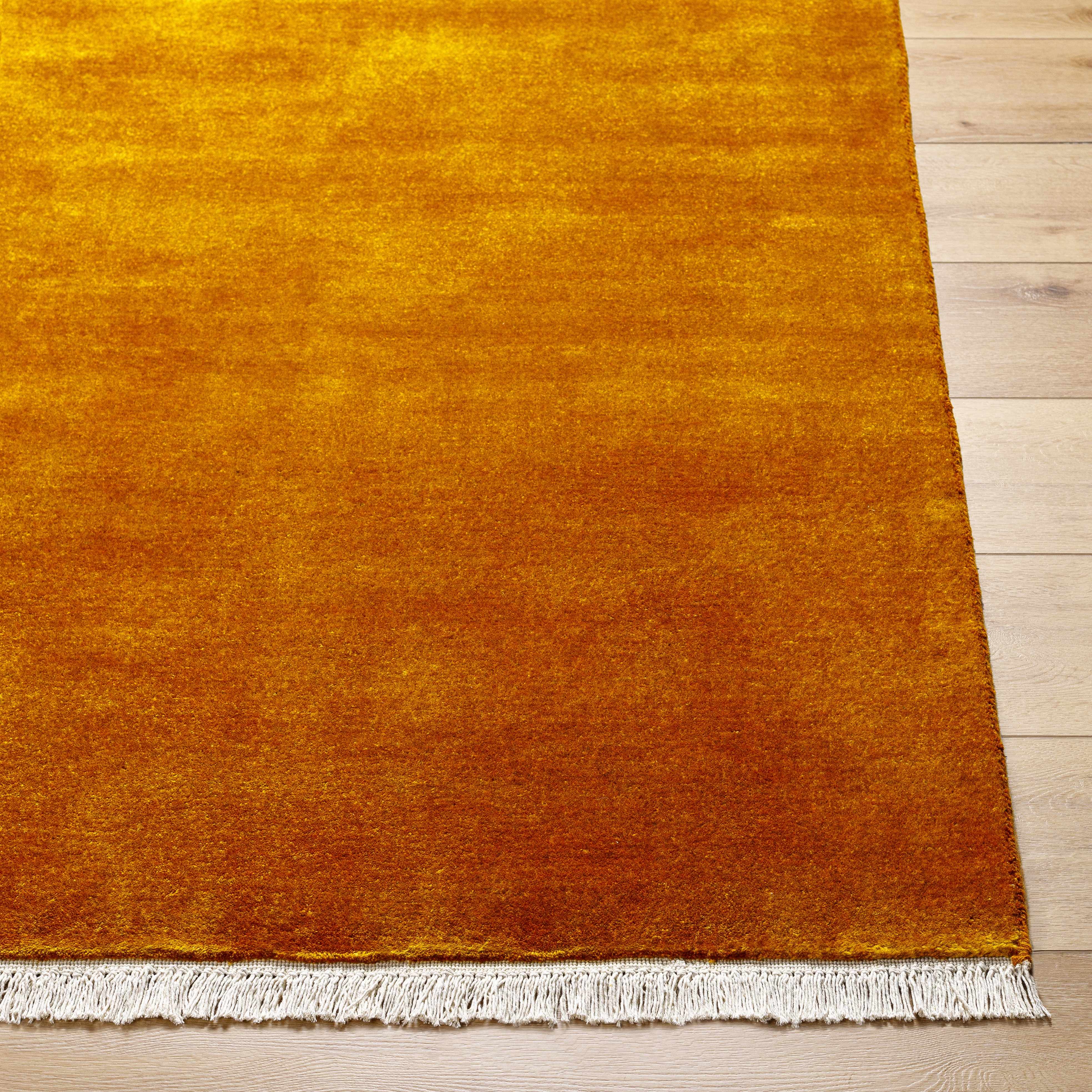 Charming Hand Loomed Solid Rust Wool Area Rug