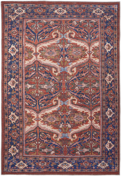 Rawlins Transitional Medallion - Red/Tan/Blue Area Rug