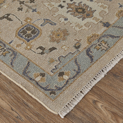 Corbitt Traditional Oriental - Tan/Blue/Gold Area Rug