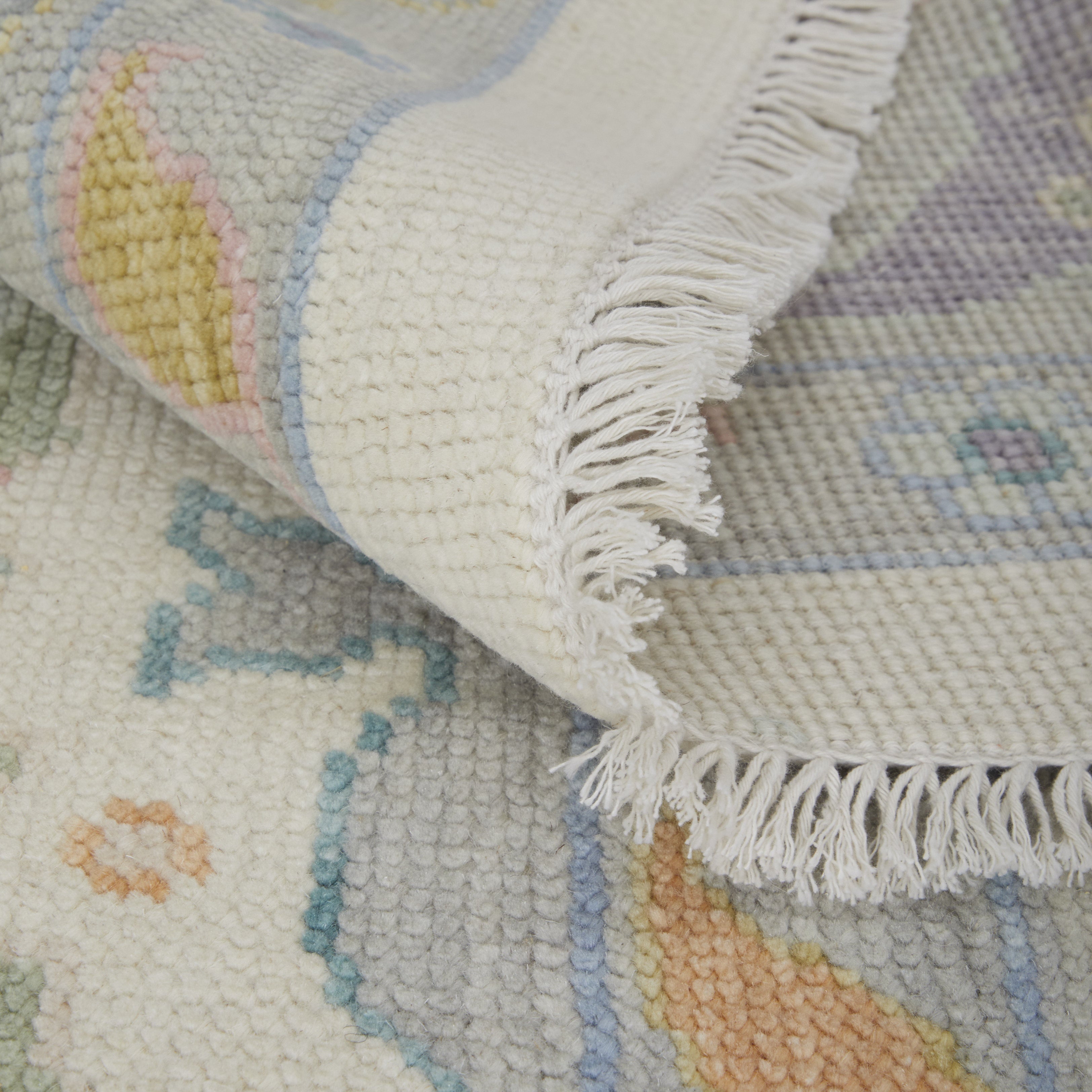 Karina Transitional Floral & Botanical - Ivory/Orange/Blue Area Rug