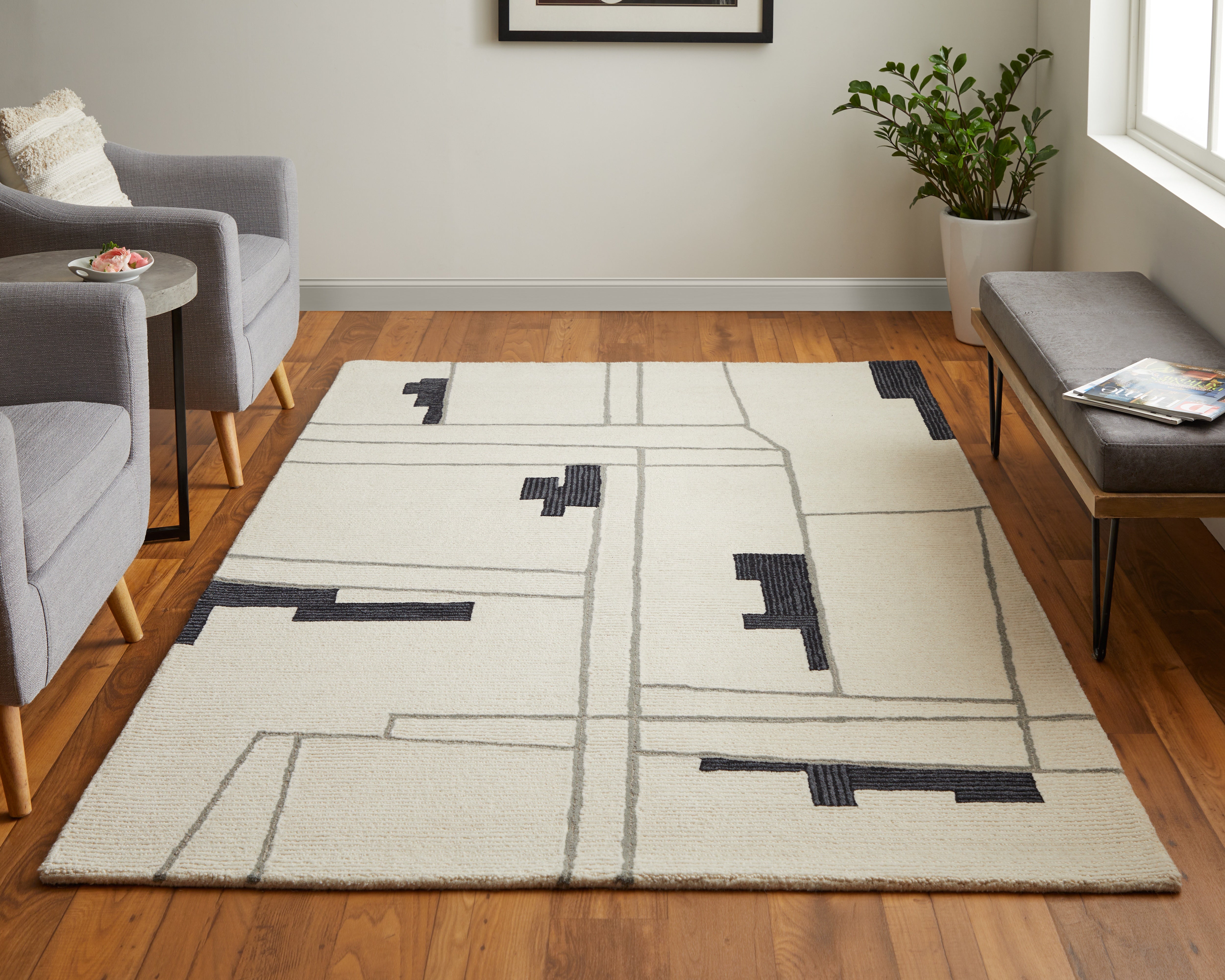 Maguire Transitional Abstract - Ivory/Gray/Taupe Area Rug