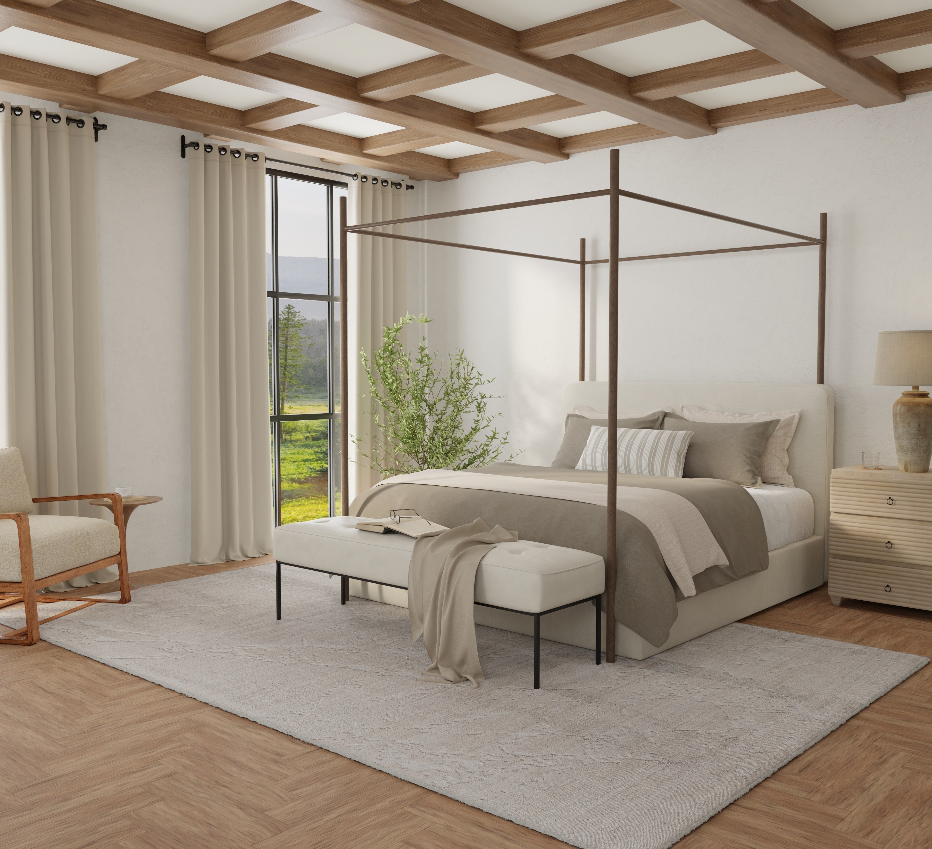 Aldrich Modern Solid - Tan/Ivory Area Rug