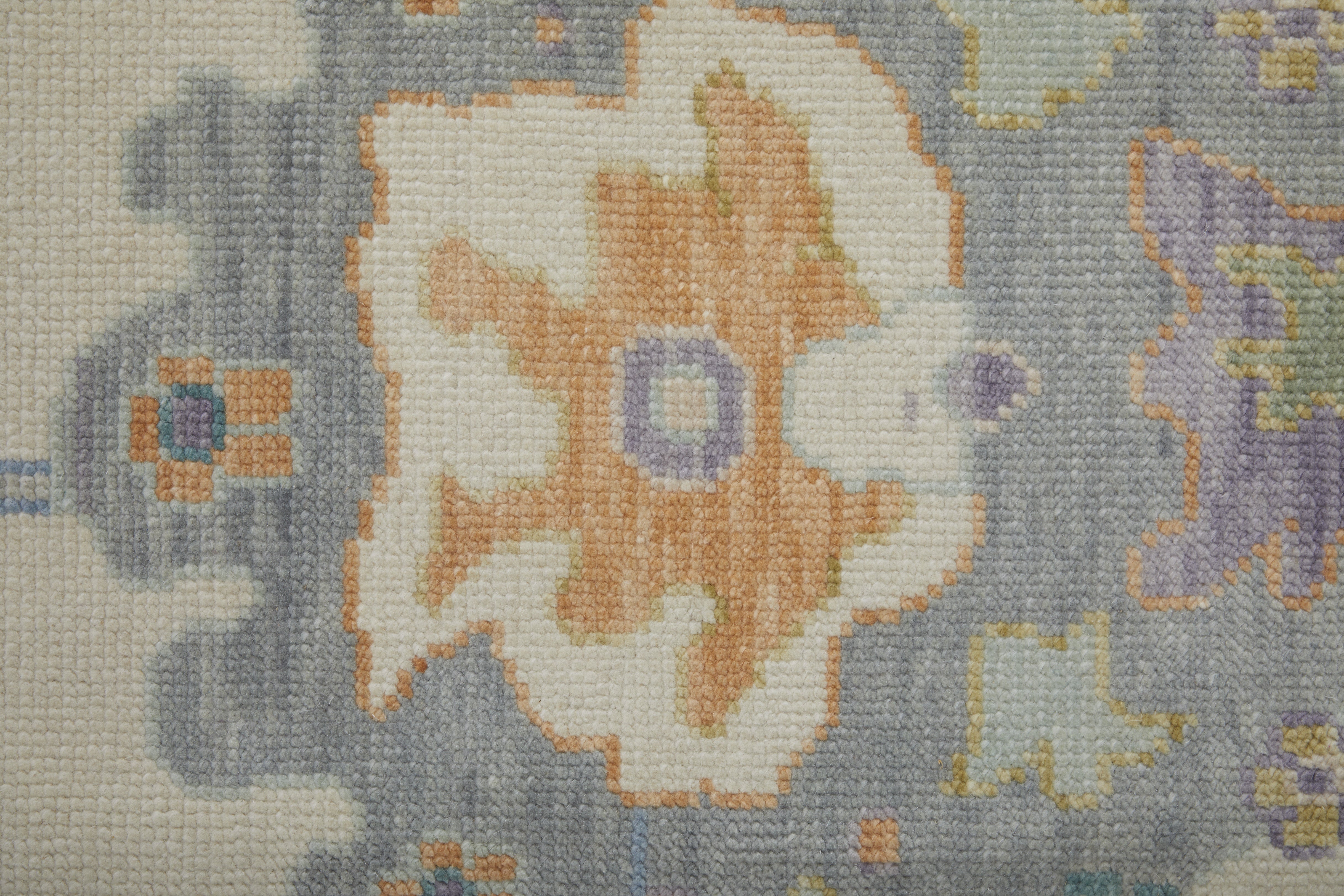 Karina Transitional Floral & Botanical - Ivory/Orange/Blue Area Rug