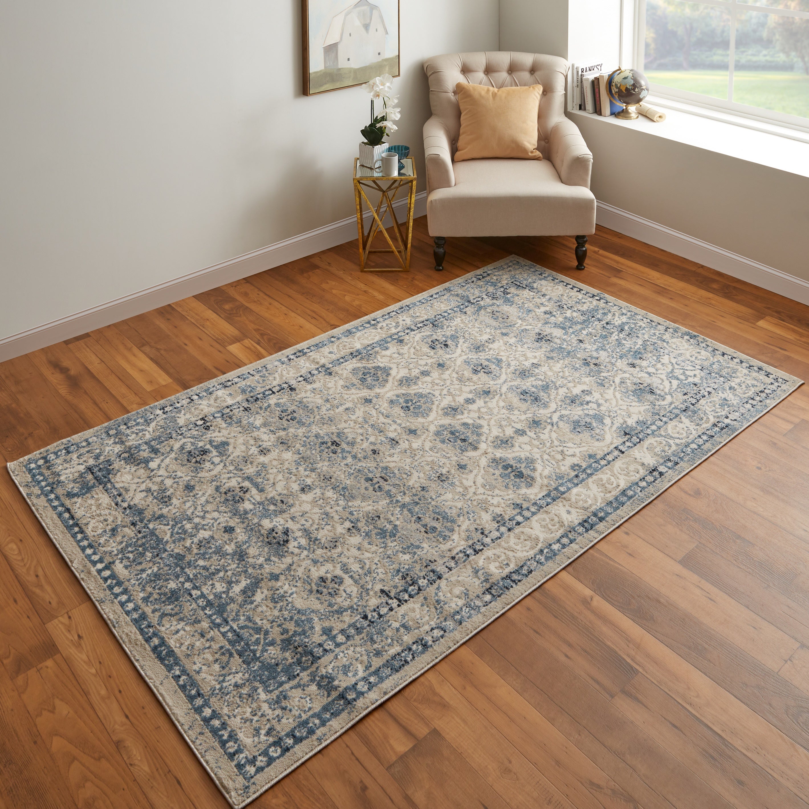 Camellia Transitional Diamond - Blue/Ivory
