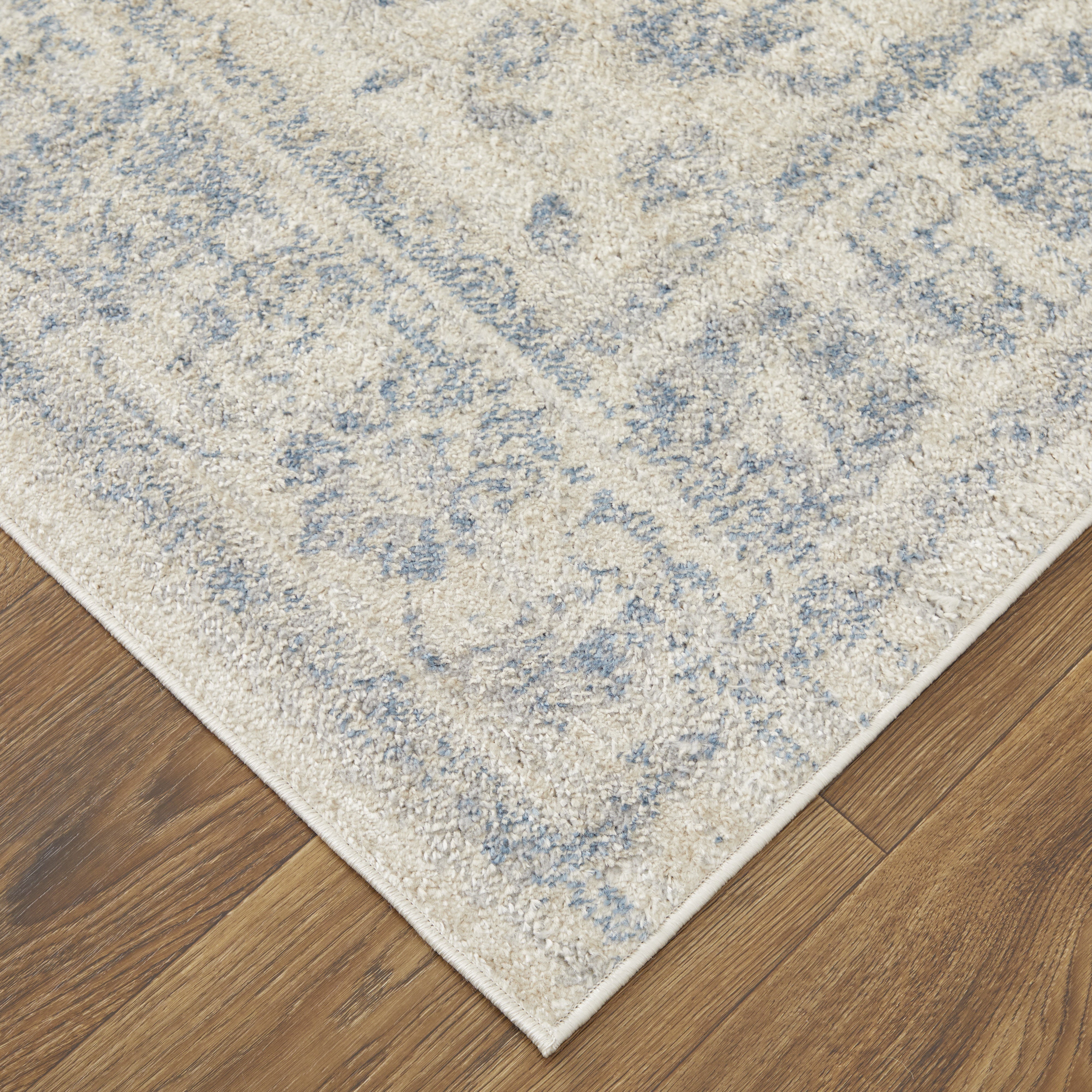 Camellia Transitional Floral & Botanical - Ivory/Blue