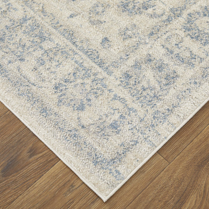 Camellia Transitional Floral & Botanical - Ivory/Blue