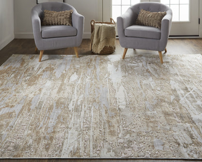 Laina Transitional Abstract - Tan/Ivory/Pink Area Rug